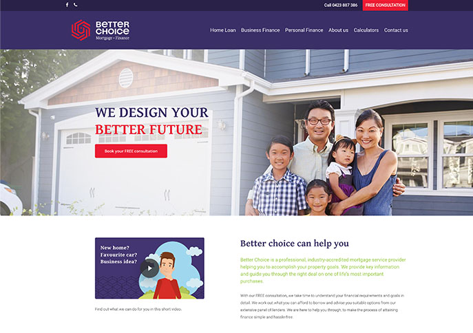 Better Choice Finance website by Webbrew