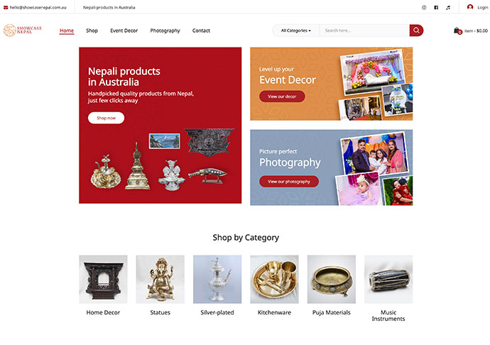 Showcase Nepal eCommerce website by Webbrew